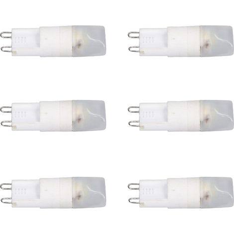 6 Stück G9 LED-Lampen, energiesparend, Standardanschluss, 360°-Wärmeableitung, kaltweißes Licht, 220 V, 2 W (1/5)