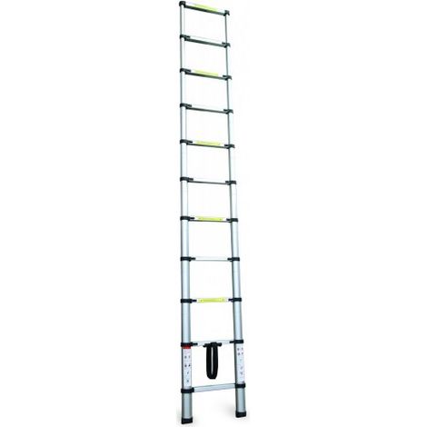 Scala telescopica in alluminio 10 gradini antiscivolo, altezza max 3,2 mt Fredi Picora
