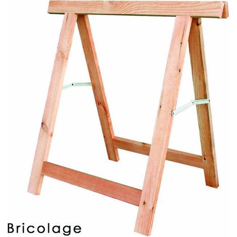 Outifrance – Tréteau pliant en bois traité 75x75 cm – Hauteur de travail 720 mm – Charge maximale 200 kg – Compas en acier pour stabilité (1/3)