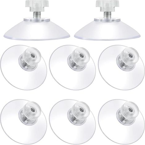 Lntyq Ventouse Ø 40mm, 8 PCS Ventouses M5 Threads Stainless Steel, Ventouses avec écrou moleté Clair pour fenêtre de Voiture, Porte-Brosse à Dents, étagère de Douche, Porte-Savon, Camping
