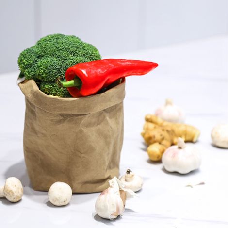 Sac de rangement multifonctionnel lavable en papier brun épais recyclable de grande capacité (XL) (1/5)