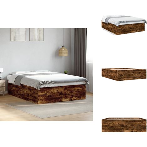 Cadre de lit sans matelas chêne fumé 150x200 cm - Cadre De Lit - Lit Double - Lit En Bois - Meuble Chambre - Literie (1/5)