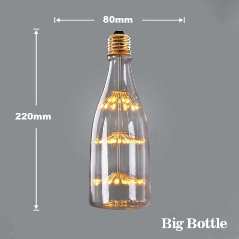 Lampes de croissance pour plantes (Grande bouteille 3W 2200K, E27 220V) Lampe LED Edison vintage ciel étoilé, ampoules en forme de cœur, style feu d'artifice rétro, non dimmable, décoration de Noël po (1/5)