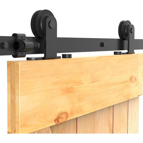 6.6FT/201cm Sliding Barn Wood Door Hardware Closet Track Kit Single Door -Sliding Doors Hardware Kit Single Roller Skate (1/5)