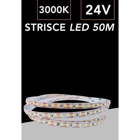 TrAdE Shop Traesio - Striscia Led Flessibile Dc 24v 500w 2835 Monocolore 120led/mt Bobina Da 50mt 2835-50m-24v - -Bianco Caldo - (1/2)