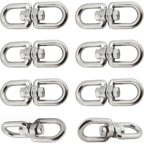 6 Pièces Crochet Pivotant M6 Double Extrémité Anneaux Pivotants en Acier Inoxydable 304 Suspendue Crochet Pivotant pour Balançoires Fauteuils Suspendus Sacs de Sable Cordes Chaînes (1/5)