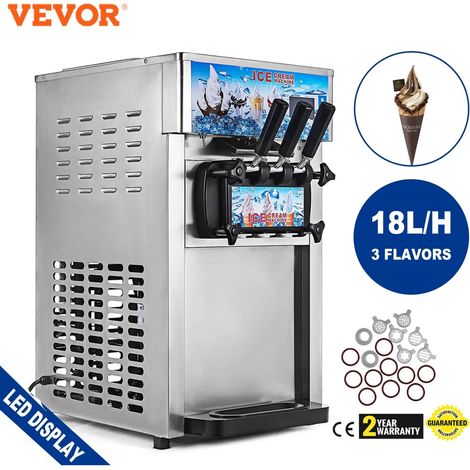 Sihao Commercial Soft Serve Macchina per gelati Macchina per gelati Gelato 3 gusti 18L/H (1/5)