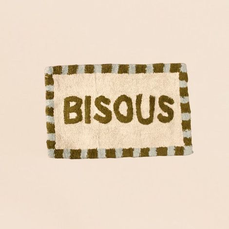 Tapis de bain en coton brodé bisous 50x80cm