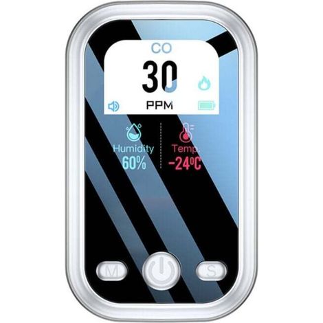 Portable carbon monoxide detector, large color screen, triple function (CO, temperature, humidity), high precision, for indoor, outdoor and car use (1/4)