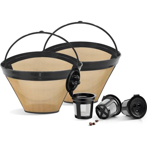 Filtri per caffè riutilizzabili per macchine da caffè Ninja, 3 capsule riutilizzabili e 2 filtri conici, adatti a sistemi di doppia erogazione. (1/5)