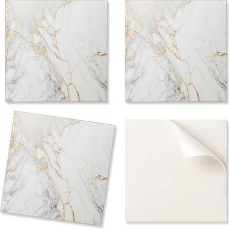 Baldosas decorativas de vinilo para suelo, elegante m谩rmol con vetas, 20x20x20 cm.