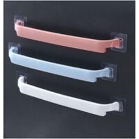 3-piece wall-mounted towel rack, no drilling required, white, blue and pink, for bathroom (1/4)