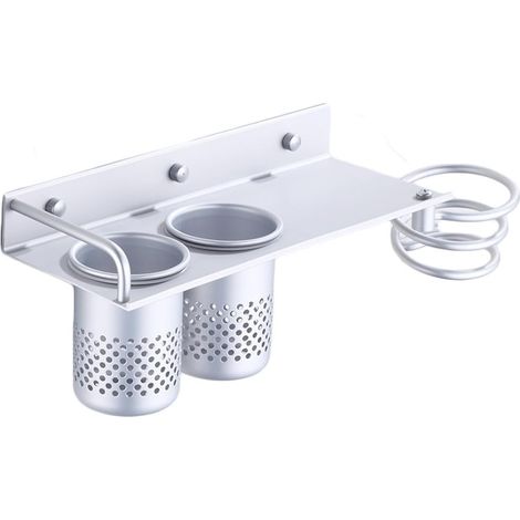 Organisateur de salle de bain support de montage mural support de sèche-cheveux poinon sans mat (1/5)