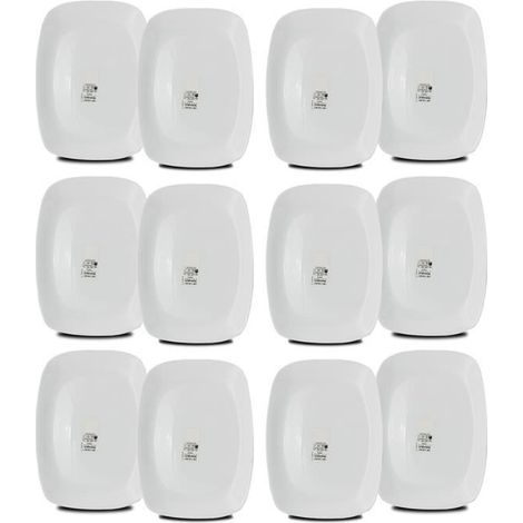 Plat de service - JUANIO - Set 12 assiettes - Rectangulaire 28x20 cm - Verre opale - Résistant micro-ondes (1/4)