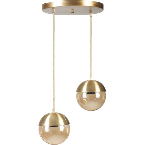 Élégant lustre doré, hauteur réglable 70 cm, corps en métal avec revêtement antique, diamètre du capuchon 15 cm, douille E27, pour les espaces modernes (1/3)