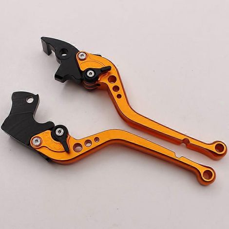 Convient aux motos KTM390 Duke, guidon court modifié anti-chute en alliage d'aluminium avec levier de frein et de klaxon (tige longue orange) (1/5)