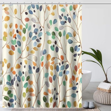 Duschvorhang, Blumenmuster, wasserdichtes Polyester, inklusive Haken, Badezimmer (1/5)