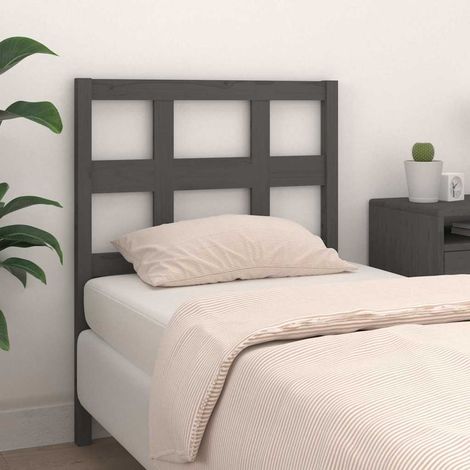 vidaXL Cabecero de cama madera maciza de pino gris 95,5x4x100 cm (1/5)