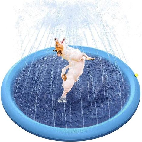 Kühlende Wassermatte für Hunde und Kinder – 100 cm faltbarer Pool, rutschfestes Wasserspielzeug für draußen, wasserdichtes Badebecken, blau, für Welpen und Kleinkinder