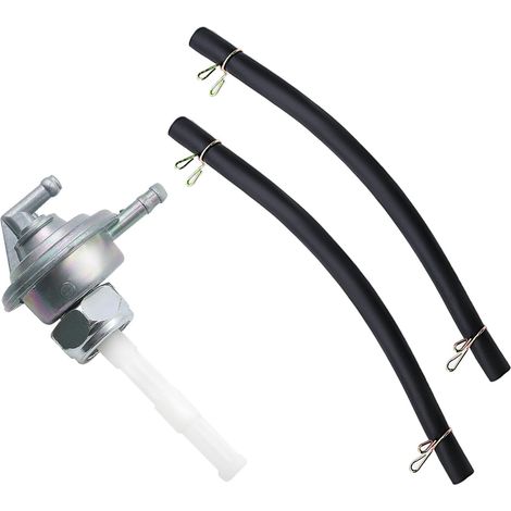M16x1.5 Valve de Pompe à Carburant de Moto Petcock avec 2 Tuyau de Carburant Robinet D'essence Sous Pression Robinet Essence Groupe Electrogene pour Gy6 49cc-250cc VTT GO KART Scooter (1/5)