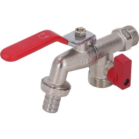 Robinet à Double Valve pour Machine à Laver, 1 Entrée 2 Sorties, Alliage de Zinc, 1/2 3/4 Pouce, Galvanoplastie (1/5)