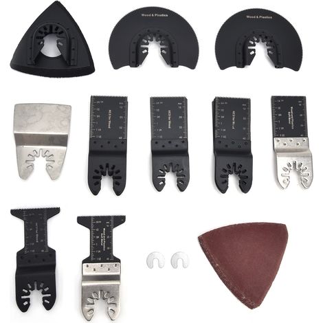 Lame de scie oscillante acier haute carbone droite kit multi-outils bois avec pelle et papier abrasif (1/5)