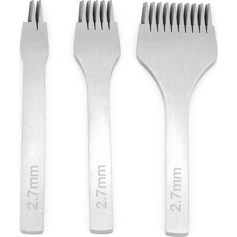 Lot de 3 alésoirs professionnels pour cuir - 2,7/3,0/3,38/3,85mm - Poinçons pour couture manuelle et travail du cuir (1/4)