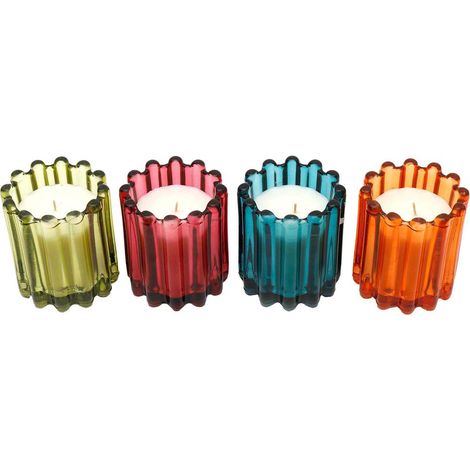 Ensemble de 4 bougies en verre coloré