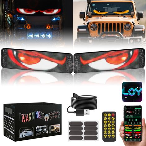 Panneaux lumineux « Œil maléfique » pour camions et voitures, lot de 2, éclairage LED, écran souple et flexible, couleurs multicolores dynamiques, contrôlables via application, dimensions : 34,8 cm x (1/5)