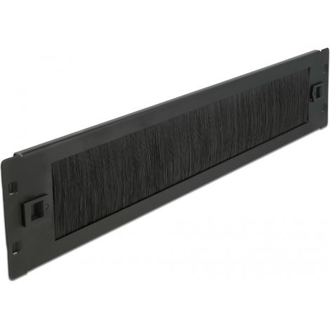 Delock Cepillo de gestiÃ³n de cables sin herramienta 2U negro de 19â