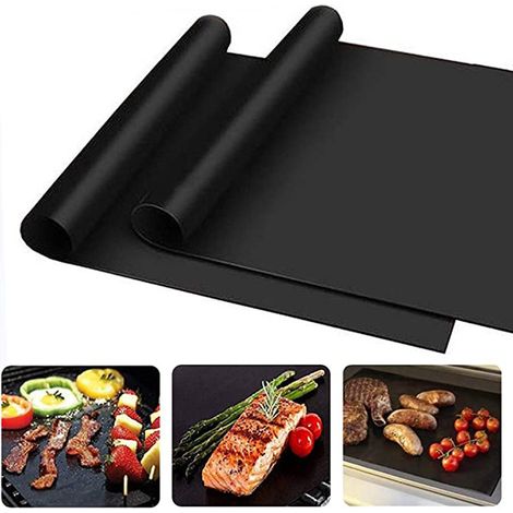Tapis de cuisson pour four (lot de 2) - Tapis de four - Tapis de barbecue - Tapis de protection - 40 x 33 cm - Téflon - Noir (1/5)