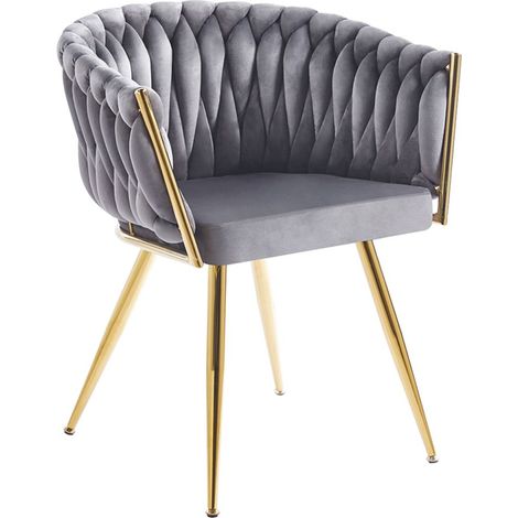 Sillas Comedor - Silla Widny Golden Terciopelo - Gris oscuro