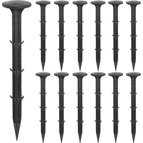 Paquet de 160 piquets de pelouse de jardin en plastique de 16 cm, ancres de paysage robustes, clous antirouille pour bordure de pelouse au sol, tissu anti-mauvaises herbes, bâche, gazon artificiel, te (1/5)