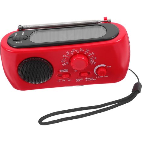 Radio de Survie à Manivelle Solaire Portable d'urgence Rouge (1/5)