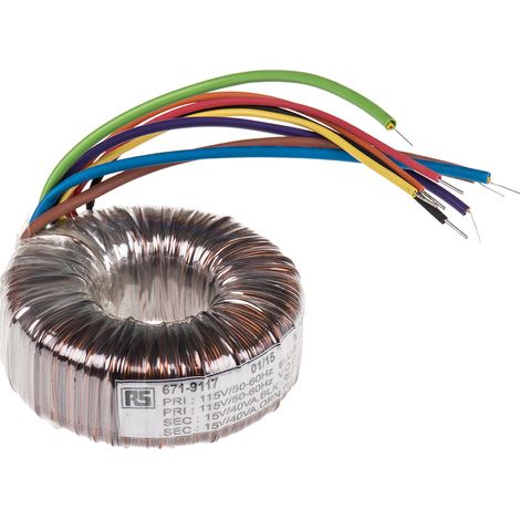 Transformateur torique RS PRO 2 sorties, 115 V ac, 230 V ac  2 x 15V c.a., 80VA