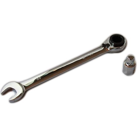 TrAdE Shop Traesio - Chiave Combinata Cricchetto Reversibile Fissa A Stella 22mm 19-22mm Adattatore - (1/2)