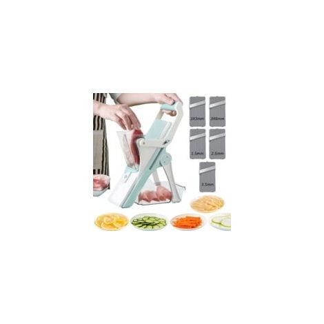 Affettatrice multifunzione 5 in 1 per verdure - Affettatrice manuale per verdure con lama in acciaio inox, adatta per affettare frutta, verdura e carne congelata. - Crezuo (1/4)