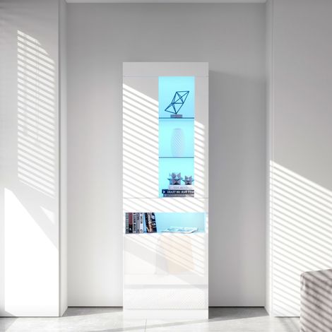 Vitrine avec porte et LED - Hauteur 180cm - Blanc (1/5)