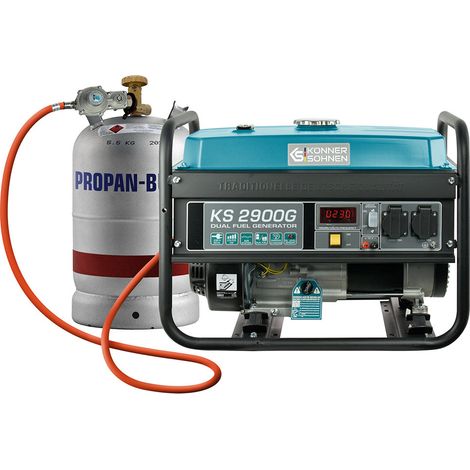 Könner & Söhnen – Groupe électrogène essence-gaz 2,9 kW – Démarrage électrique – 15h d'autonomie – Panneau de commande ergonomique – 68 dB
