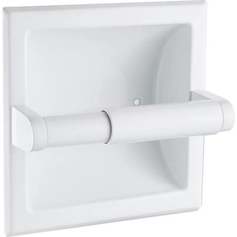 Portarrollos de papel higiénico empotrado - Acero inoxidable, blanco (15 x 15 x 2 cm) (1/2)