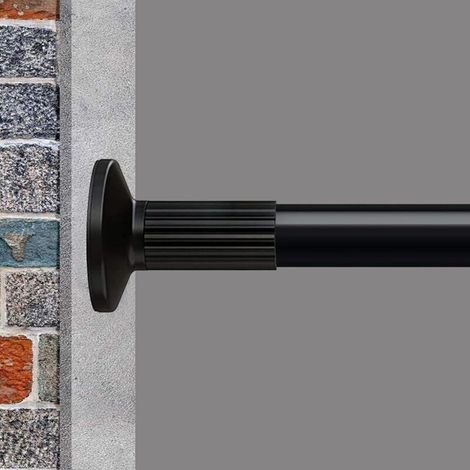 168 218 cm Tringle à rideaux télescopique multifonctionnelle sans perçage Noir mat Extensible Tringle à rideau extensible Barre télescopique extra longue pour cloison, rideau et balcon