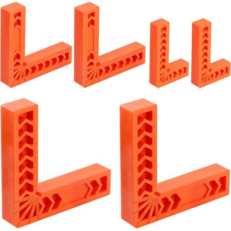 Lot de 6 équerres de positionnement à 90 degrés 7,6 cm, 10,2 cm et 15,2 cm, équerre de serrage à 90 degrés pour menuiserie, outils de charpentier, cadres photos, boîtes, armoires ou tiroirs