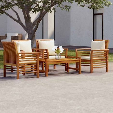 Salon de jardin avec coussins 5 pcs Bois d'acacia solide (1/5)