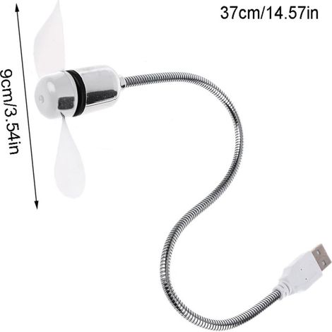Irovami Mini ventilateur de refroidissement flexible USB – Blanc, tuyau métal ajustable, ultra silencieux – Pour ordinateur portable, PC, bureau (1/4)
