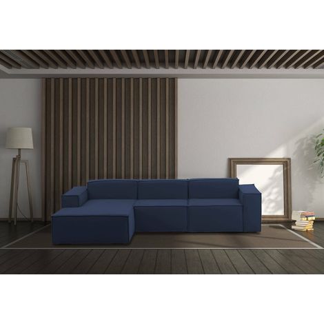 Talamo Italia Sofá fijo Jessica, Sofá modular 3 plazas península izquierda, 100% Made in Italy, Sofá moderno en tela, Cm 300x170h70, Azul, con embalaje reforzado (1/5)