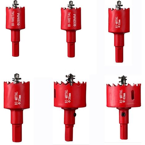 En acier haute vitesse Scie-cloche bi-métal HSS avec tige pour bois et métal,ercer des panneaux,du plastique,(28MM+30MM+32MM+35MM+38MM+40MM) (1/5)