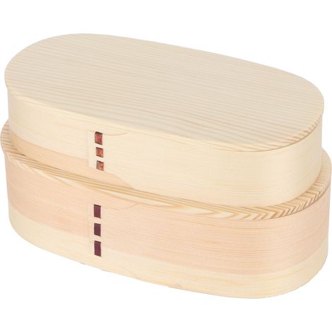 Boîte à lunch style japonais en bois, idéale pour les étudiants et les travailleurs (19 x 10 x 9,5 cm), coloris bois. (1/5)
