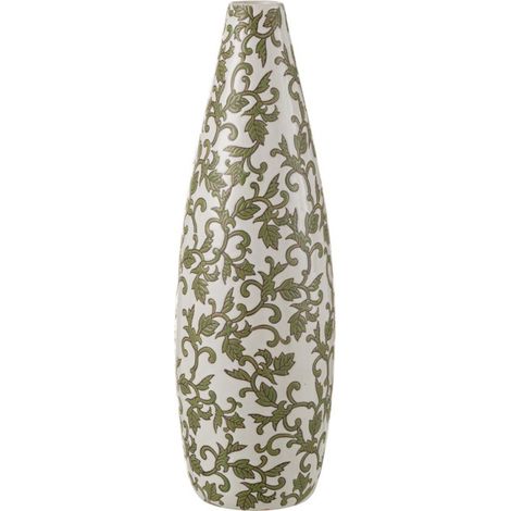 Vase Déco en Porcelaine "Yezi" 53cm Vert & Blanc (1/4)