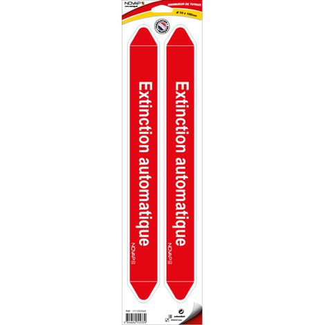 Planche de 2 marqueurs de tuyauterie 450 x 52 mm pour Ø 70 à 100 mm - Extinction automatique - 4702339