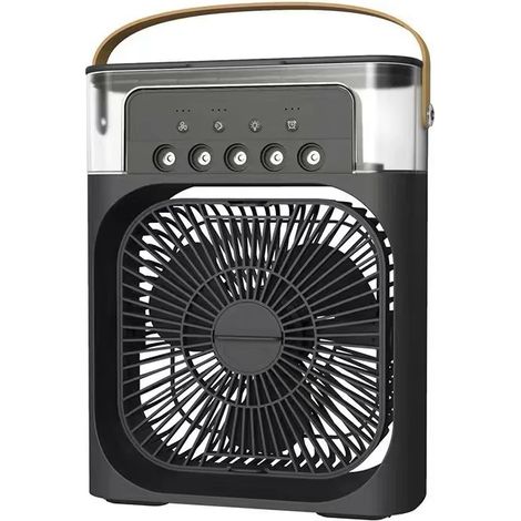 Ventilateur/climatiseur/rafraîchisseur d'air compact/veilleuse LED (noir) (1/5)